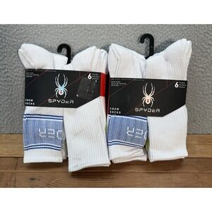 Spyder Socks Mens 6-12 Multicolor Crew Sock Polyester Spandex 12 Pairs Brand New